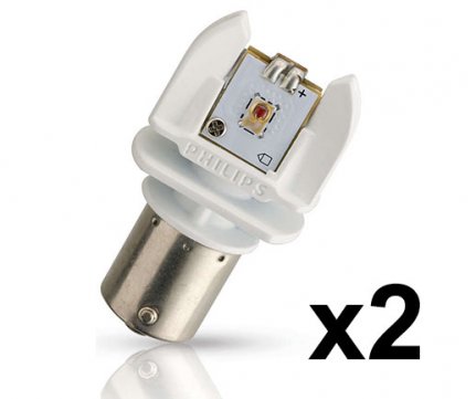 Philips Led PR21W 12/24V RED έντονο κόκκινο μονοπολική σετ 2 τμχ