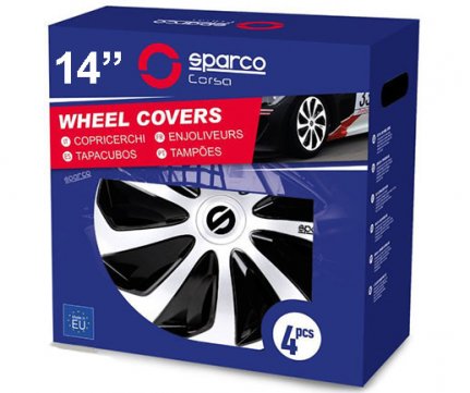 Sparco Τάσια Sicilia 14'' ασημί - μαύρο σετ 4 τεμάχια