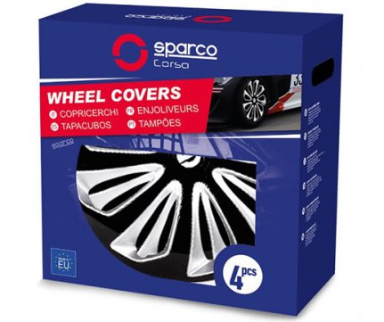 Sparco Τάσια Sicilia 14'' μαύρο - ασημί σετ 4 τεμάχια