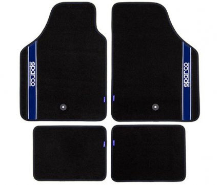 Sparco Μοκέτα Μαύρη με μπλε γραμμή σετ 4 τμχ 03763BBS