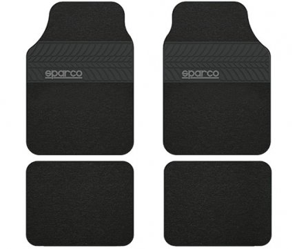 Sparco Μοκέτα Μαύρη με λάστιχο σετ 4 τμχ SPC1909BK