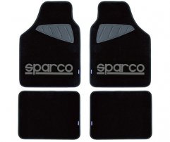 Sparco Μοκέτα Μαύρη με λάστιχο και γκρι logo σετ 4 τμχ SPC1902A