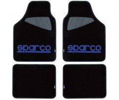 Sparco Μοκέτα Μαύρη με λάστιχο και μπλε logo σετ 4 τμχ SPC1901A