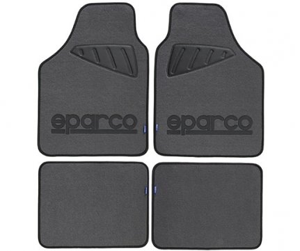 Sparco Μοκέτα Γκρι με λάστιχο και μαύρο logo σετ 4 τμχ SPC1904A