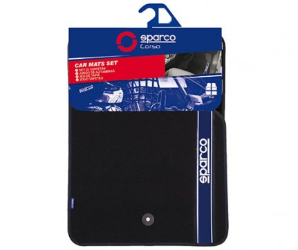 Sparco Μοκέτα Μαύρη με μπλε γραμμή σετ 4 τμχ 03763BBS
