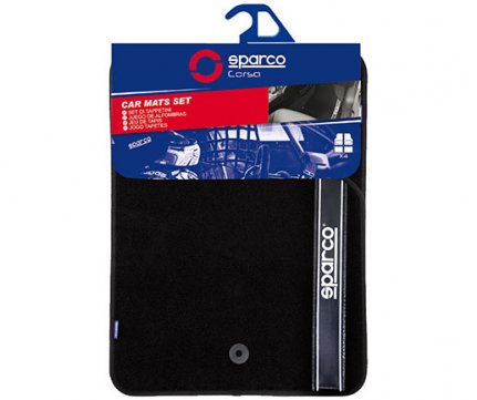 Sparco Μοκέτα Μαύρη με μαύρη γραμμή σετ 4 τμχ 03763BNR