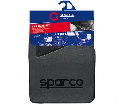 Sparco Μοκέτα Γκρι με λάστιχο και μαύρο logo σετ 4 τμχ SPC1904A