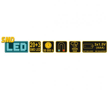 Vorel φακός LED 20+3 82730