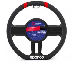 Sparco Κάλυμμα Τιμονιού Δερματίνη μαύρο - κόκκινο (flat bottom) SPC1114RD