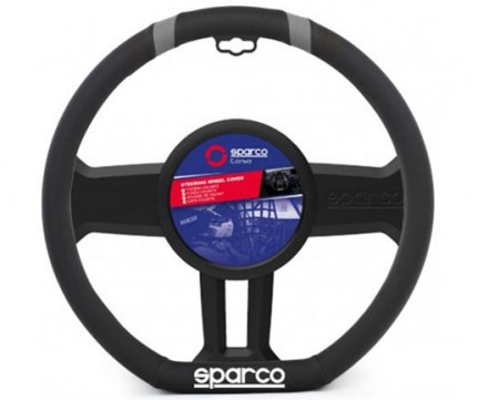 Sparco Κάλυμμα Τιμονιού Δερματίνη μαύρο - γκρι (flat bottom) SPC1114GR