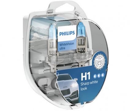 Philips H1 White Vision Ultra +60% περισσότερο λευκό φως σετ 2+2 τμχ (2x H1 2x W5W) 12258WVUSM