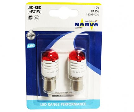 Narva LED P21W Red Range Performance κόκκινη σετ 2 τμχ 180934000