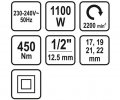 Sthor Μπουλονόκλειδο Ηλεκτρικό 1/2'' 1100W 450Nm 57092