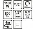 Sthor Μπουλονόκλειδο Ηλεκτρικό 3/4'' 1100W 800Nm 57097