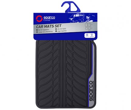 Sparco Πατάκια Λάστιχο Μαύρο – Μπλε γραμμή σετ 4 τμχ SPF507BL