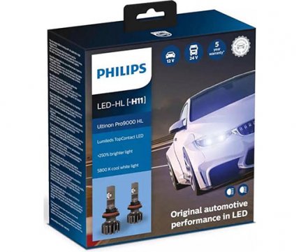 Philips Led Ultinon Pro9000 H11 12/24V 5800K +250% (5 Έτη* Εγγύηση Philips) 11362U90CWX2 σετ 2 τμχ