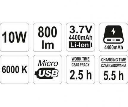 Yato Φακός Επαγγελματικός LED + Powerbank (Τύπου προτζέκτορα) 10W επαναφορτιζόμενος ΥΤ-81820