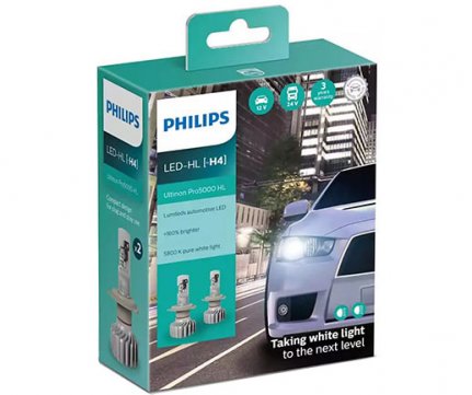 Philips Led Ultinon Pro5000 H4 12/24V 5800K +160% (3 Έτη* Εγγύηση Philips)  σετ 2 τμχ 11342U50CWX2