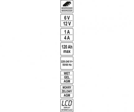 Yato Battery Charger Electronic Professional 6/12V 120Ah max YT-83033