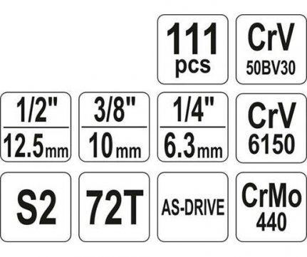 Yato Case professional 1/2'' & 3/8'' & 1/4'' 111 pcs YT-38831