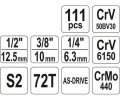 Yato Case professional 1/2'' & 3/8'' & 1/4'' 111 pcs YT-38831