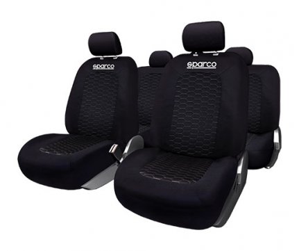 Sparco κάλυμμα καθισμάτων 100% Polyester Μαύρο – γκρι σετ 4 τμχ