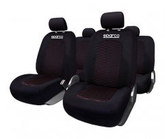 Sparco κάλυμμα καθισμάτων 100% Polyester Μαύρο – κόκκινο σετ 4 τμχ