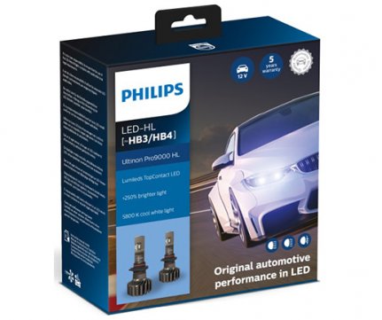 Philips Led Ultinon Pro9000 HB3/HB4 12V 5800K +250% (5 Έτη* Εγγύηση Philips) σετ 2 τμχ 11005U90CWX2