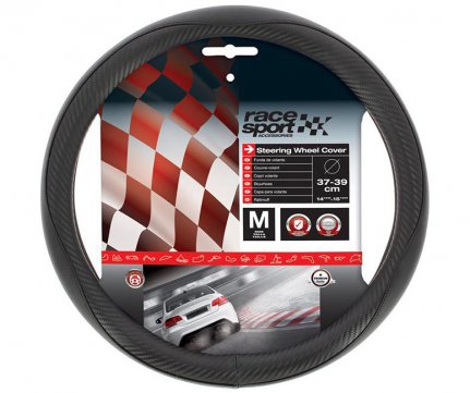 RaceSport Κάλυμμα Τιμονιού Sport Carbon Μαύρο – Μαύρο 37-39cm