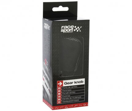 RaceSport Bull Lever Gear Box Black – White stitching