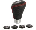 RaceSport Μπουλ Λεβιέ Leather Gear Knob Μαύρο – Κόκκινες Ραφές Δερμάτινο