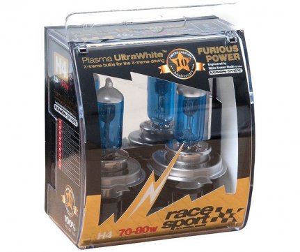 RaceSport Plasma lamps UltraWhite H4 70-80w +100% white light set 2xH4