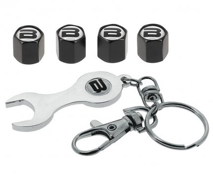 Butzi Valve Caps Black & Keychain German Wrench set 5 pcs