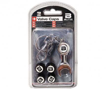 Butzi Valve Caps Black & Keychain German Wrench set 5 pcs