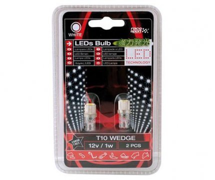 Racesport Λάμπες Led Λευκό T10 12V 1W Σετ 2τεμ