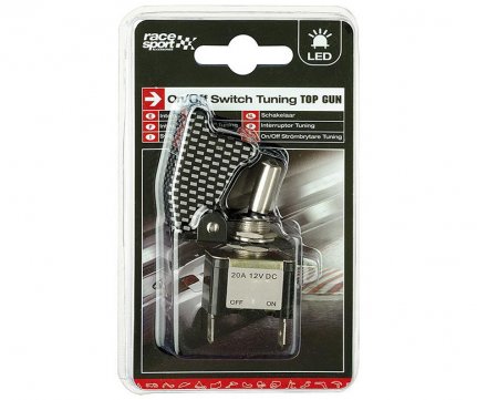 RaceSport Διακόπτης On/Off 12V Carbon με κόκκινο Led τύπου Top Gun