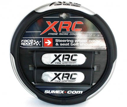 Racesport XRC Leather Steering Wheel Cover Set 37-39CM & 2 Belt Pads