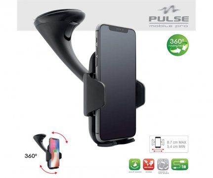 Pulse Βάση κινητού Βεντούζα + Αεραγωγού 360º με Ασύρματη Φόρτιση 10W