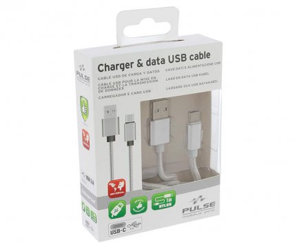 Pulse Καλώδιο Φόρτισης 1m Εύκαμπτο από USB2.0 σε USB-C