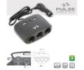 Pulse Triple Cigarette Lighter Adapter + 2 USB 2.1A Black 120W 12/24V
