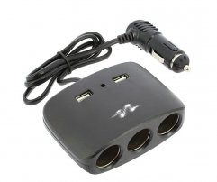 Pulse Αντάπτορας Αναπτήρα Τριπλός + 2 USB 2.1A Μαύρος 120W 12/24V